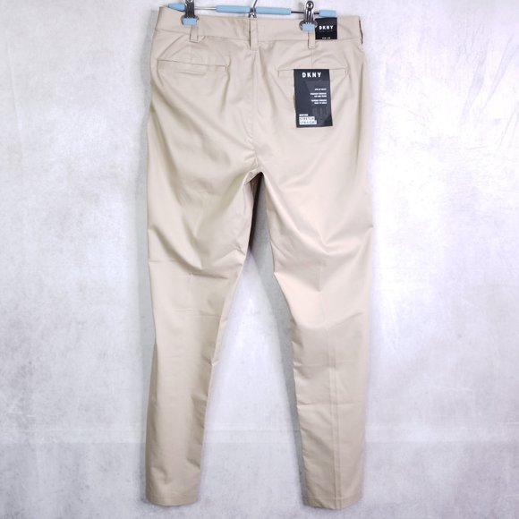 DKNY Men's 34x32 Bedford Stretch Straight Leg Khaki Pants / Slacks Tan Beige NWT - Picture 2 of 10